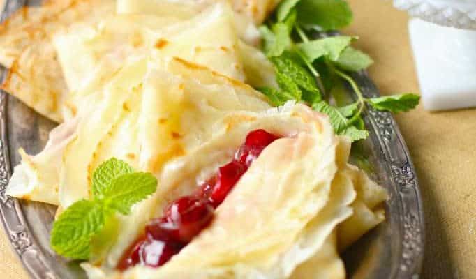 French Crepes with Cherry Mascarpone Filling