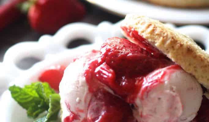 Strawberry Rhubarb Ice Cream Shortcakes