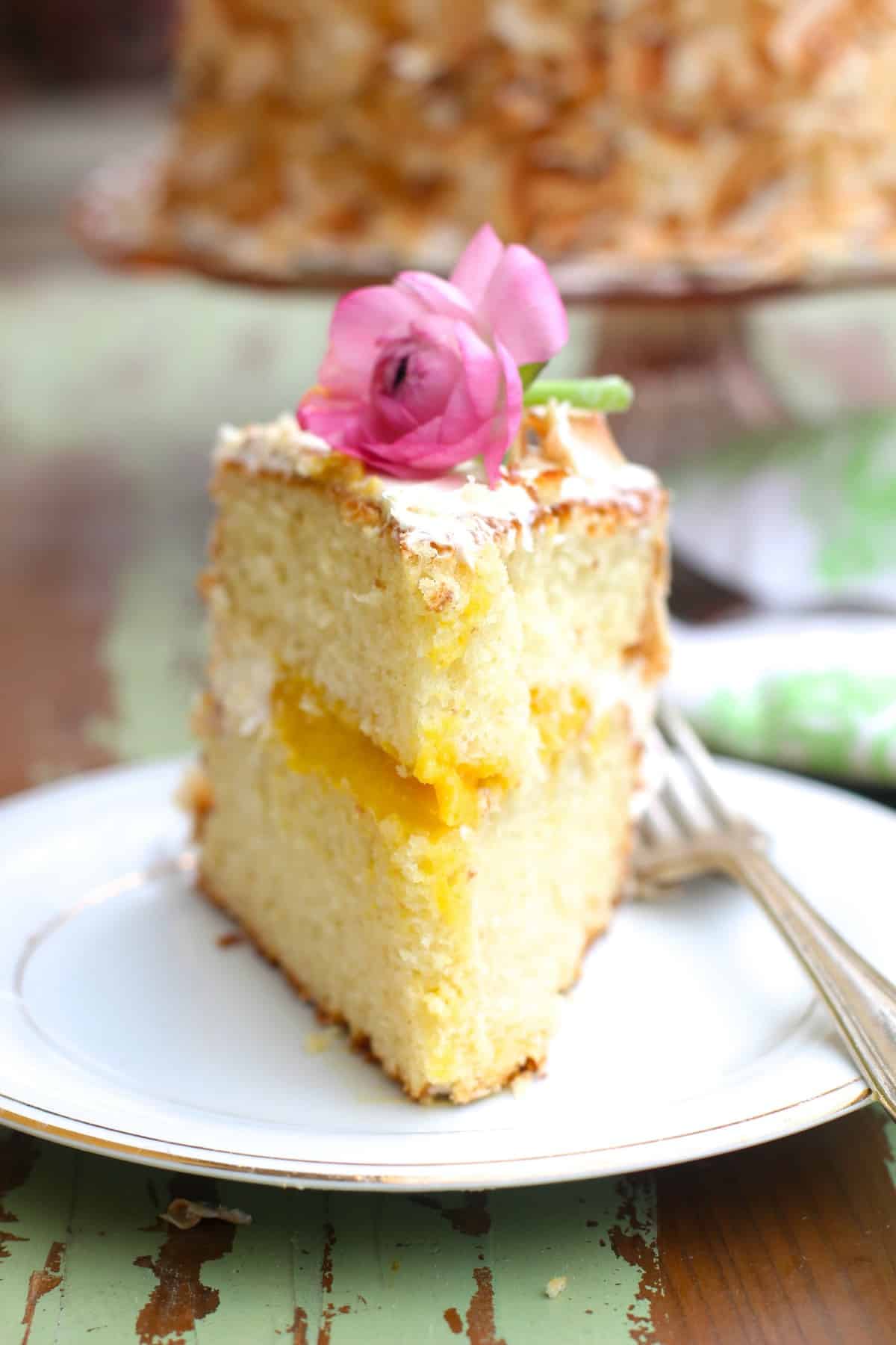 Coconut Cake with Mango Curd Filling - The Seaside Baker