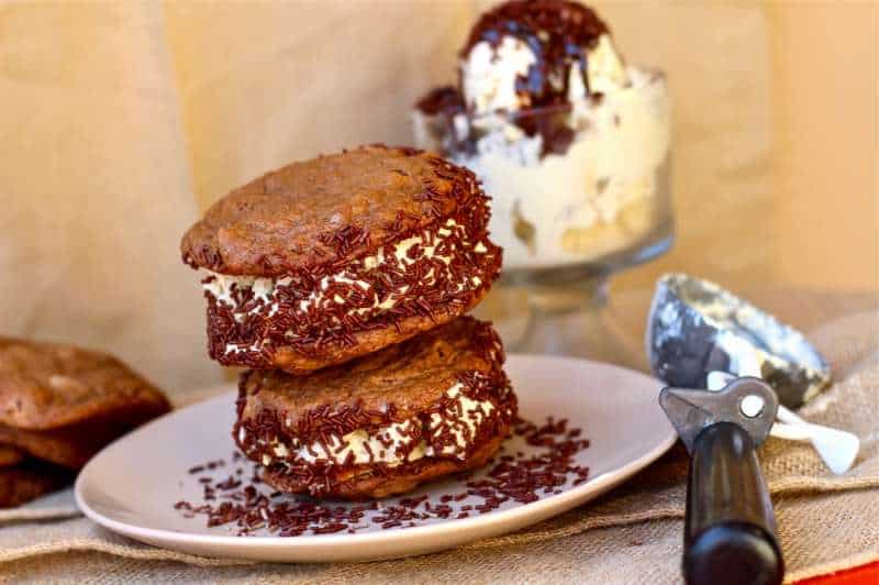 Double Chocolate Chip and Coffee Ice Cream Sandwiches