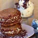 dark chocolate cookies with rich coffee ice cream sandwiches