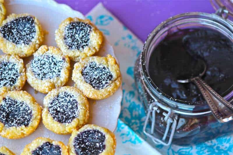 Mini Blueberry Coconut Tarts with Blueberry Curd Filling 