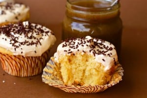 Vanilla Bean Cupcakes with Sea Salt Caramel Frosting