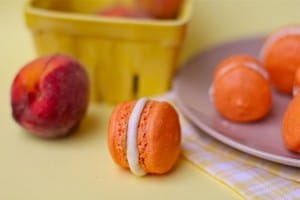 Fresh Peach French Macarons with Peach Buttercream Filling