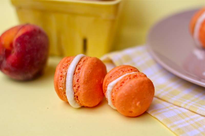 Peach French Macarons with Peach Buttercream Filling