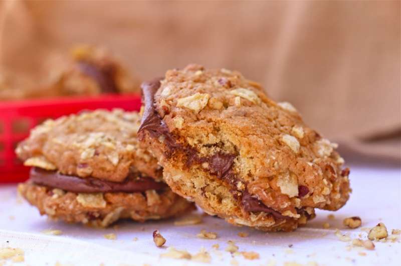 Nutella was originally sandwiched between these delicious Potato Chip Cookies but I would suggest some Salted Caramel Ice Cream!