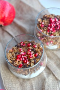 Warm Pumpkin Spice Granola with Fresh Pomegranate Seeds 