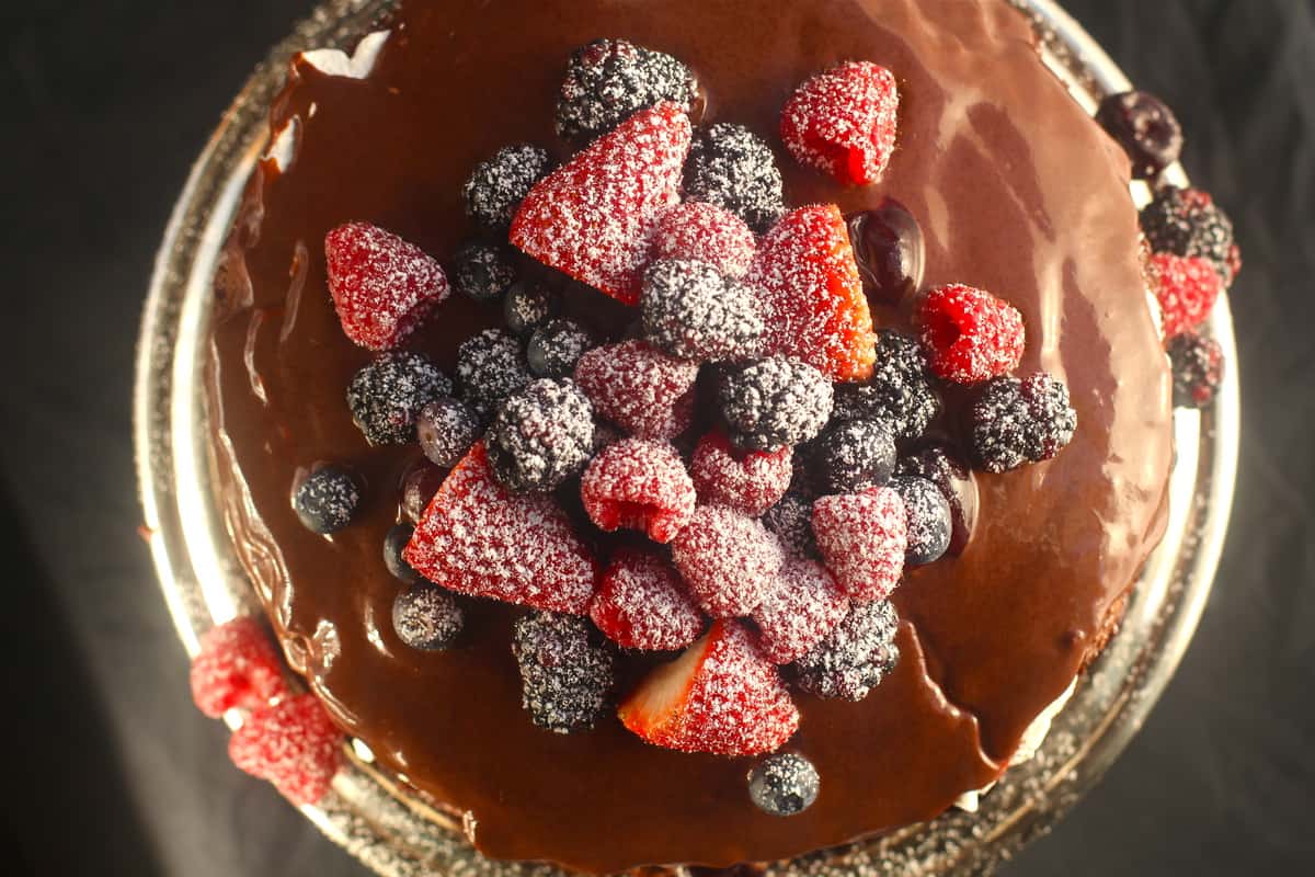 Berry Black Forest Cake Filled With Creme