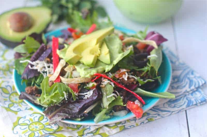 Mixed Green Salad  and Creamy Avocado Cilantro Dressing