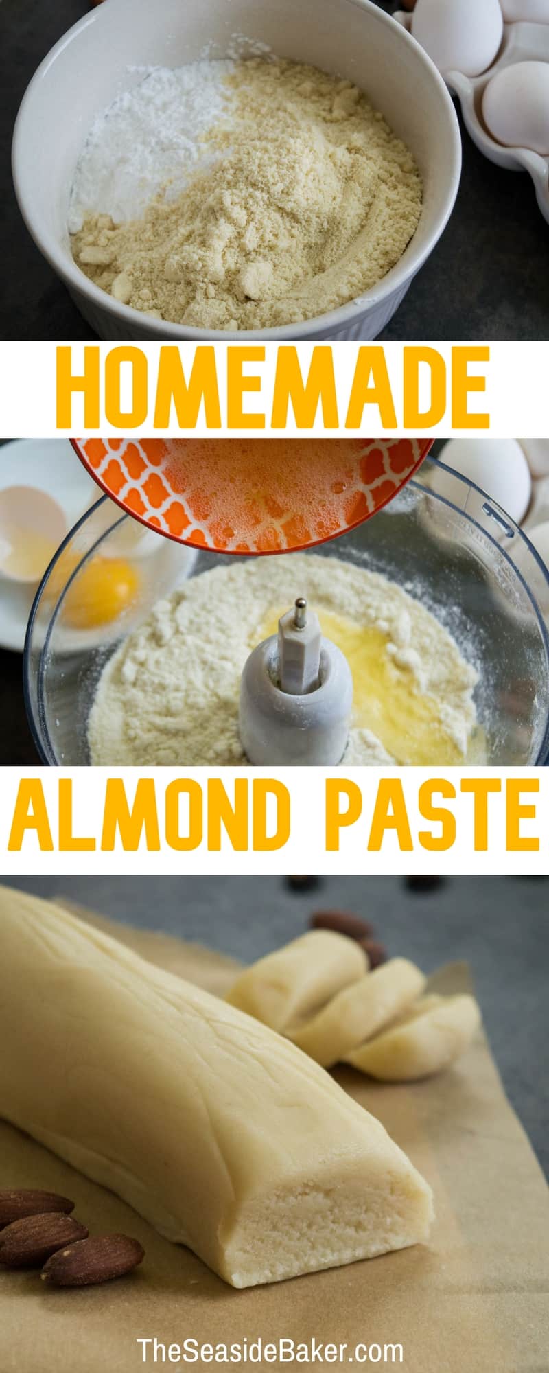 Homemade Almond Paste - This can be made in about 5 minutes for half the cost of store-bought! | #TheSeasideBaker #almondpaste #cookierecipes | See this and other delicious recipes at TheSeasideBaker.com
