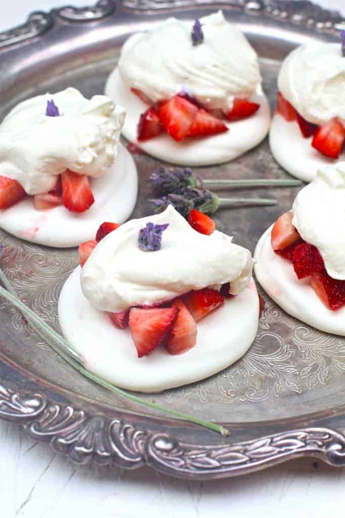 Strawberry Pavlova with Honey Lavender Whipped Cream - The Seaside Baker