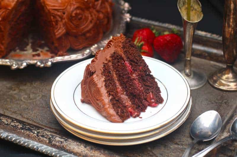 Chocolate Cake with Roasted Strawberries