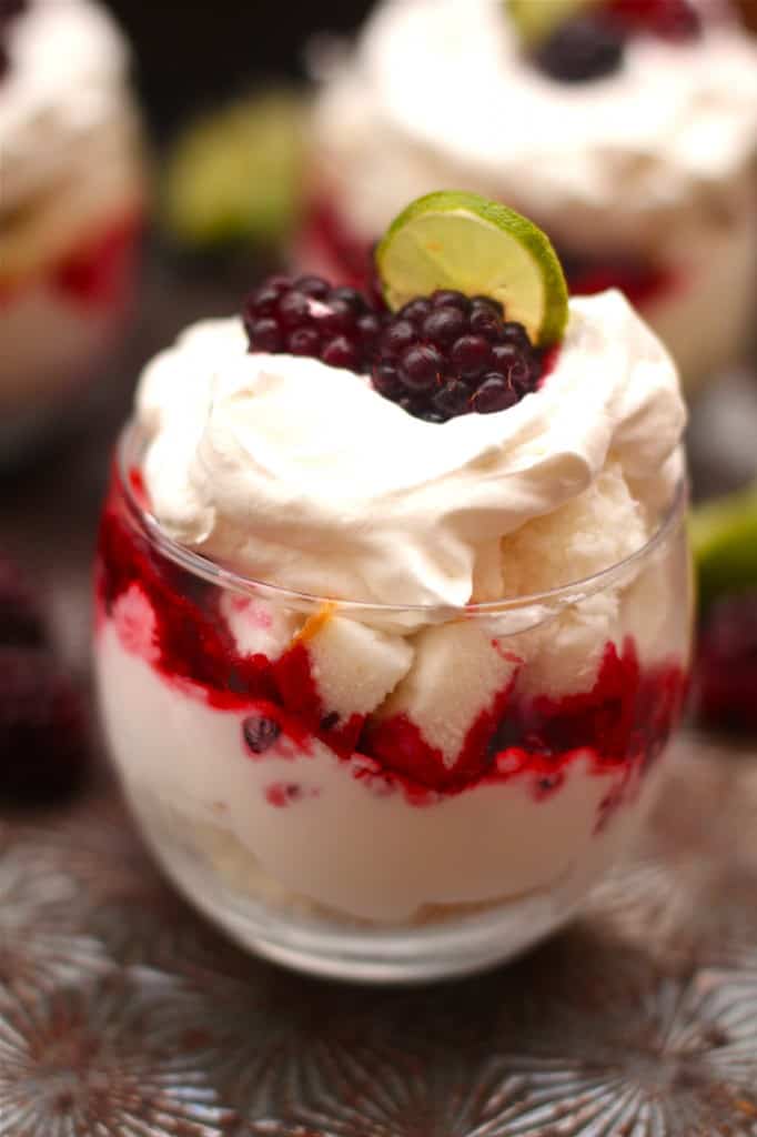 Blackberry and Lime Curd Trifle over Lemon Pound Cake 