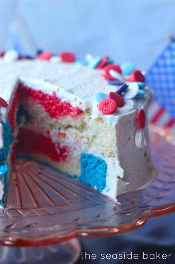 patriotic cake with vanilla bean frosting