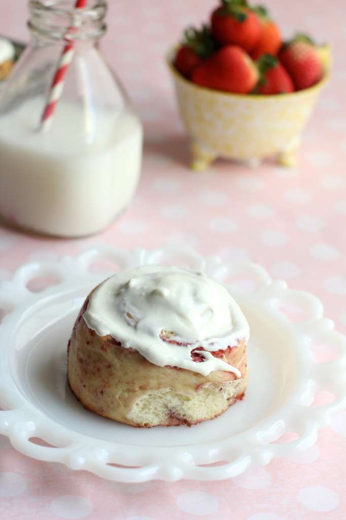 Strawberry Buttermilk Sweet Rolls with Cream Cheese Frosting