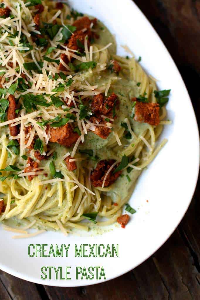 Quick Pasta with Creamy Cilantro Sauce - The Seaside Baker