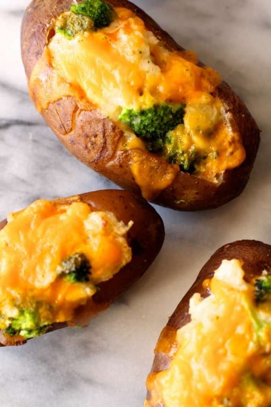 Broccoli and Cheddar Twice Baked Potatoes - The Seaside Baker