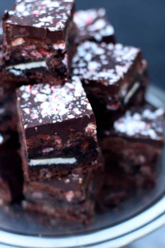 up close photo of the chocolate peppermint Brookies