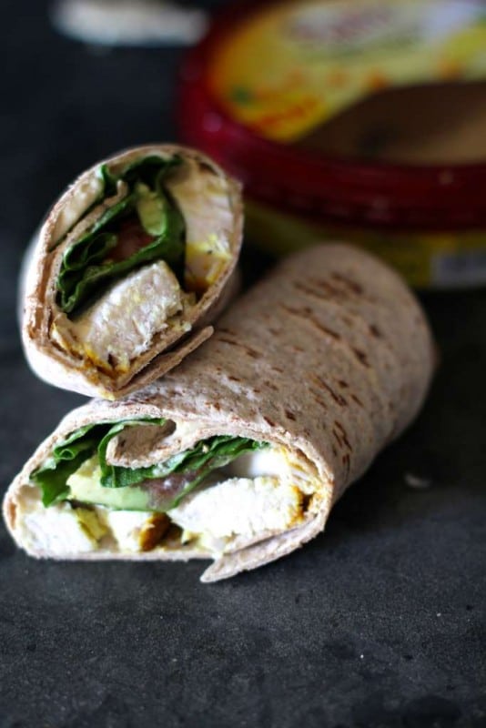 Turmeric Harissa Chicken Hummus Wraps - The Seaside Baker