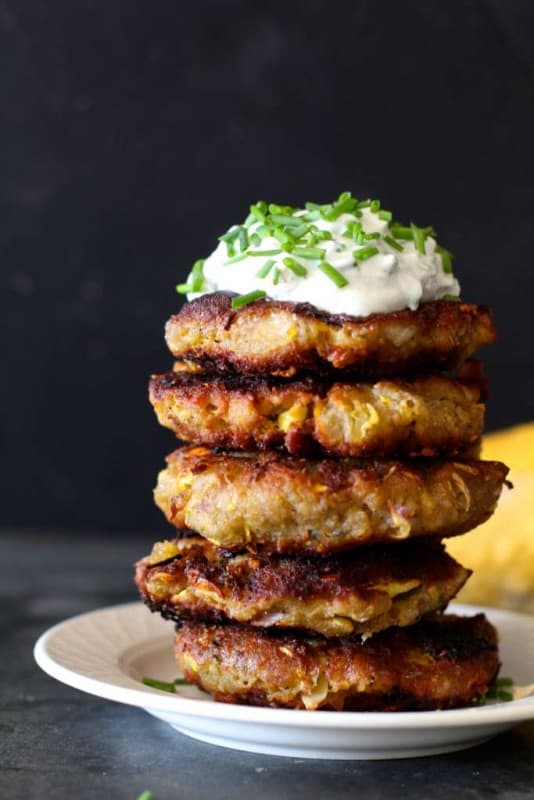 Yellow Squash Cakes with an Herb Studded Sour Cream The Seaside Baker