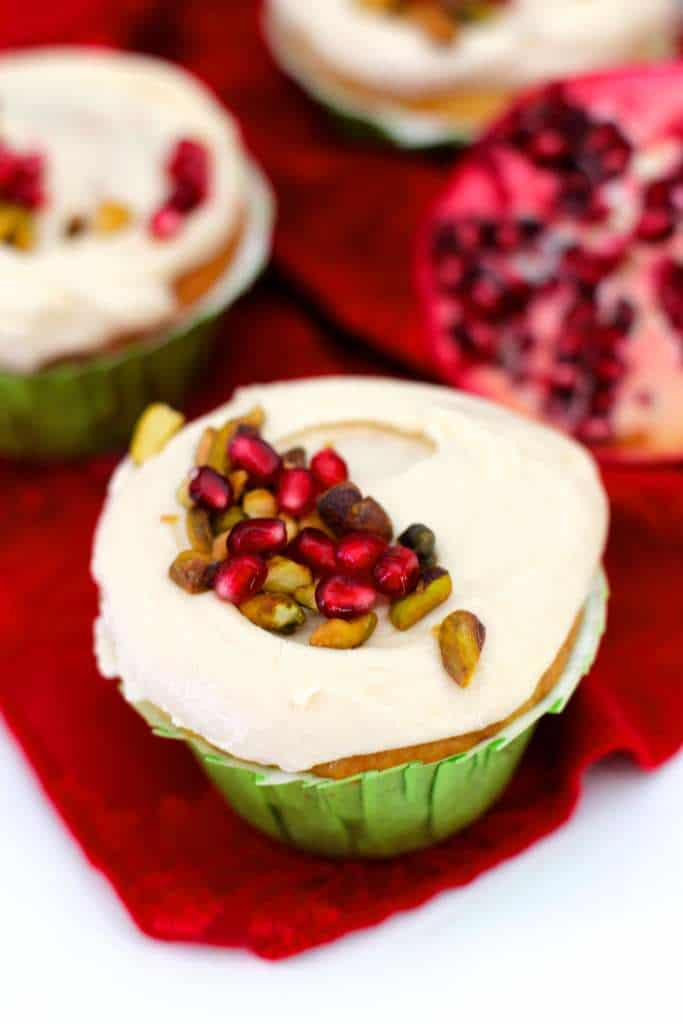 Pistachio Pomegranate Cupcakes