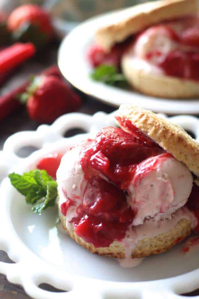 Strawberry Rhubarb Ice Cream Shortcakes
