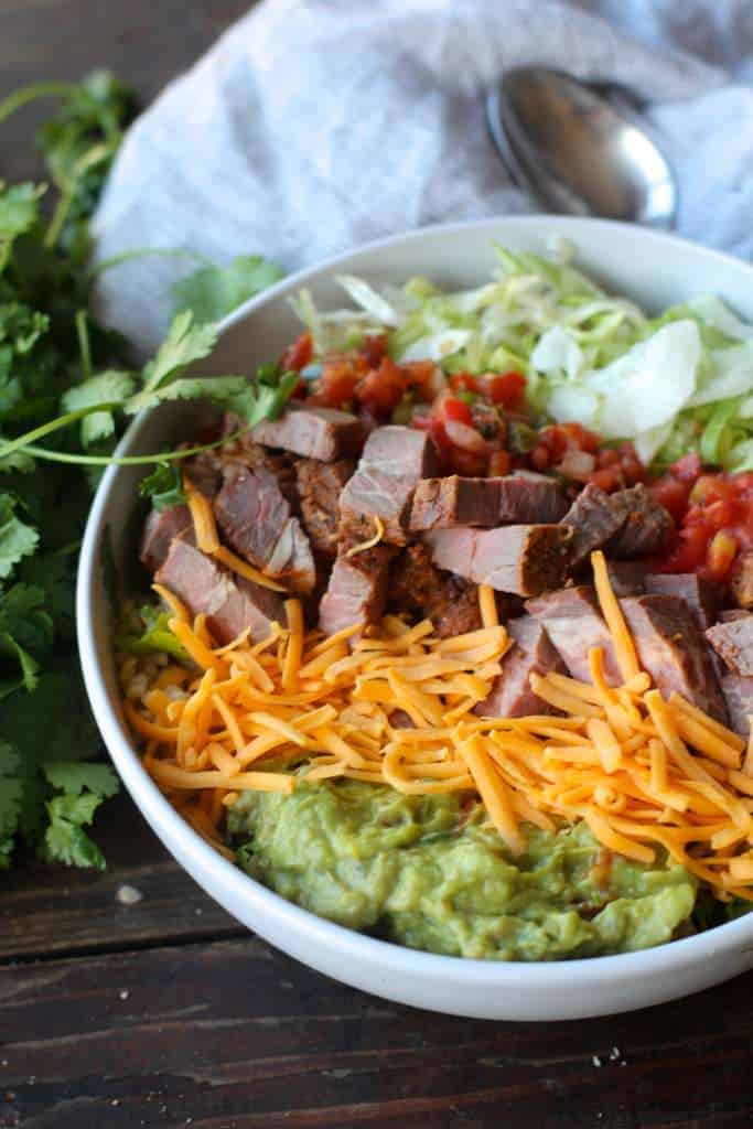 Steak Brown Rice Taco Bowls