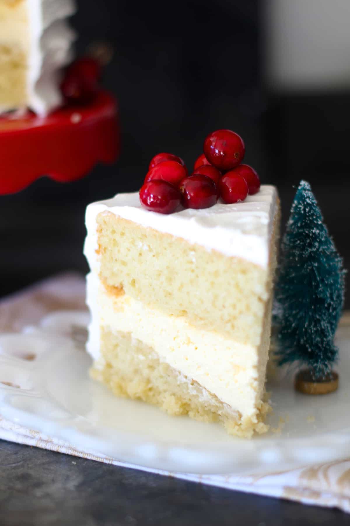 Eggnog Cake with Cheesecake Filling - The Seaside Baker