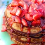 Whole Wheat Flaxseed Pancakes with Fresh Strawberry Syrup