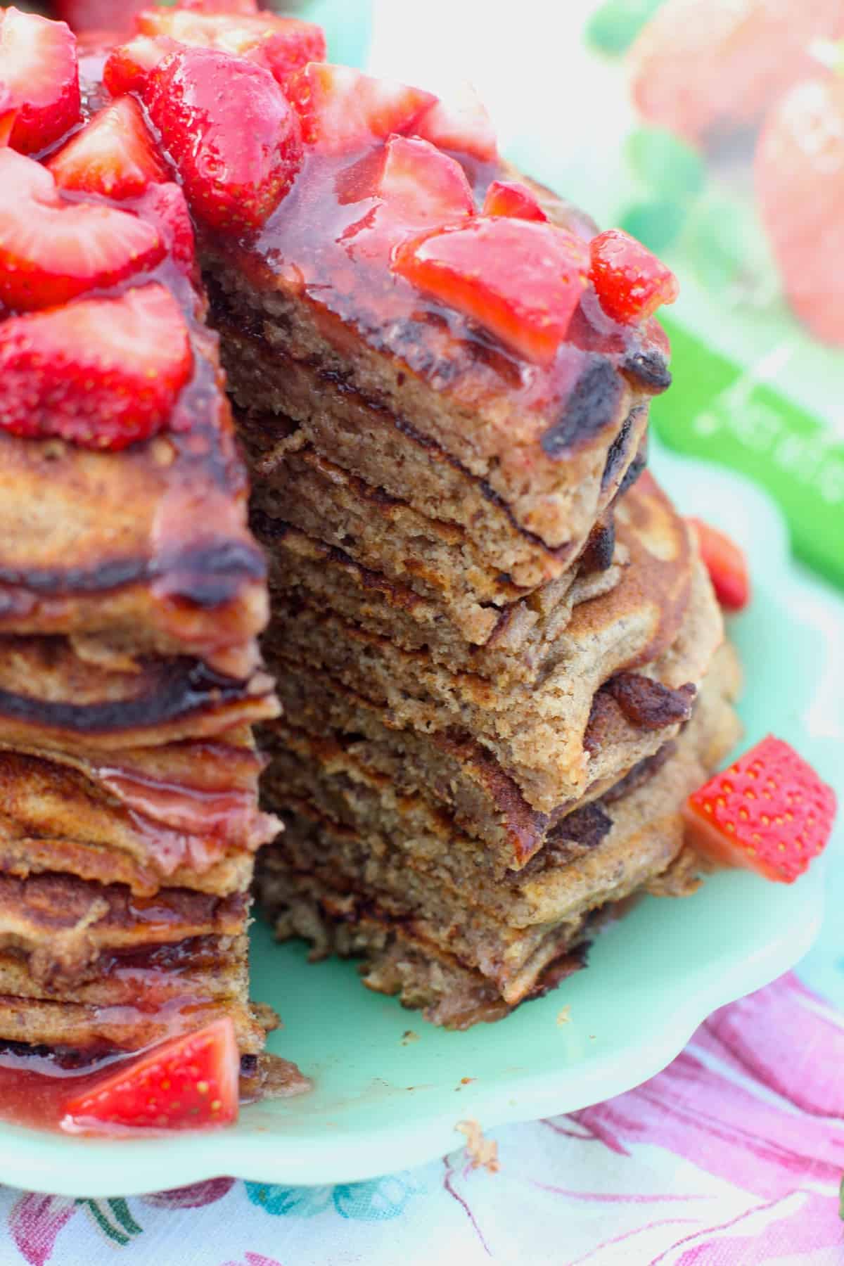 Whole Wheat Pancakes with Strawberry Syrup - The Seaside Baker