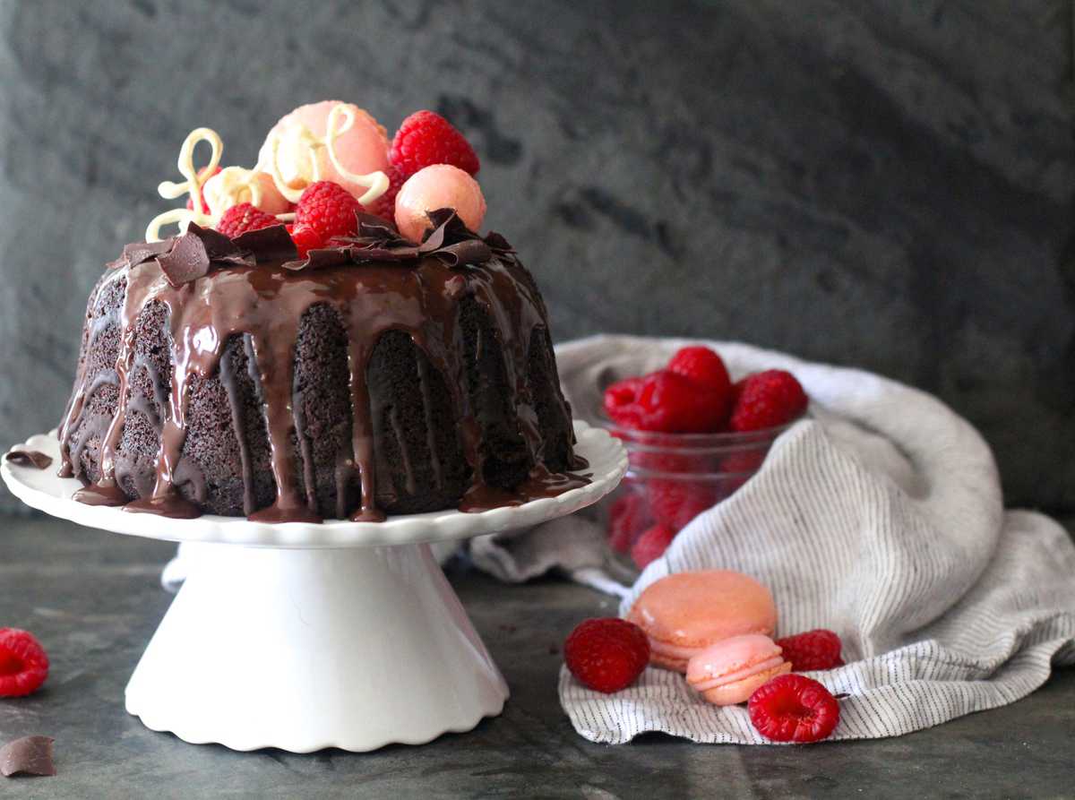 Valentine's Day Chocolate Raspberry Bundt Cake