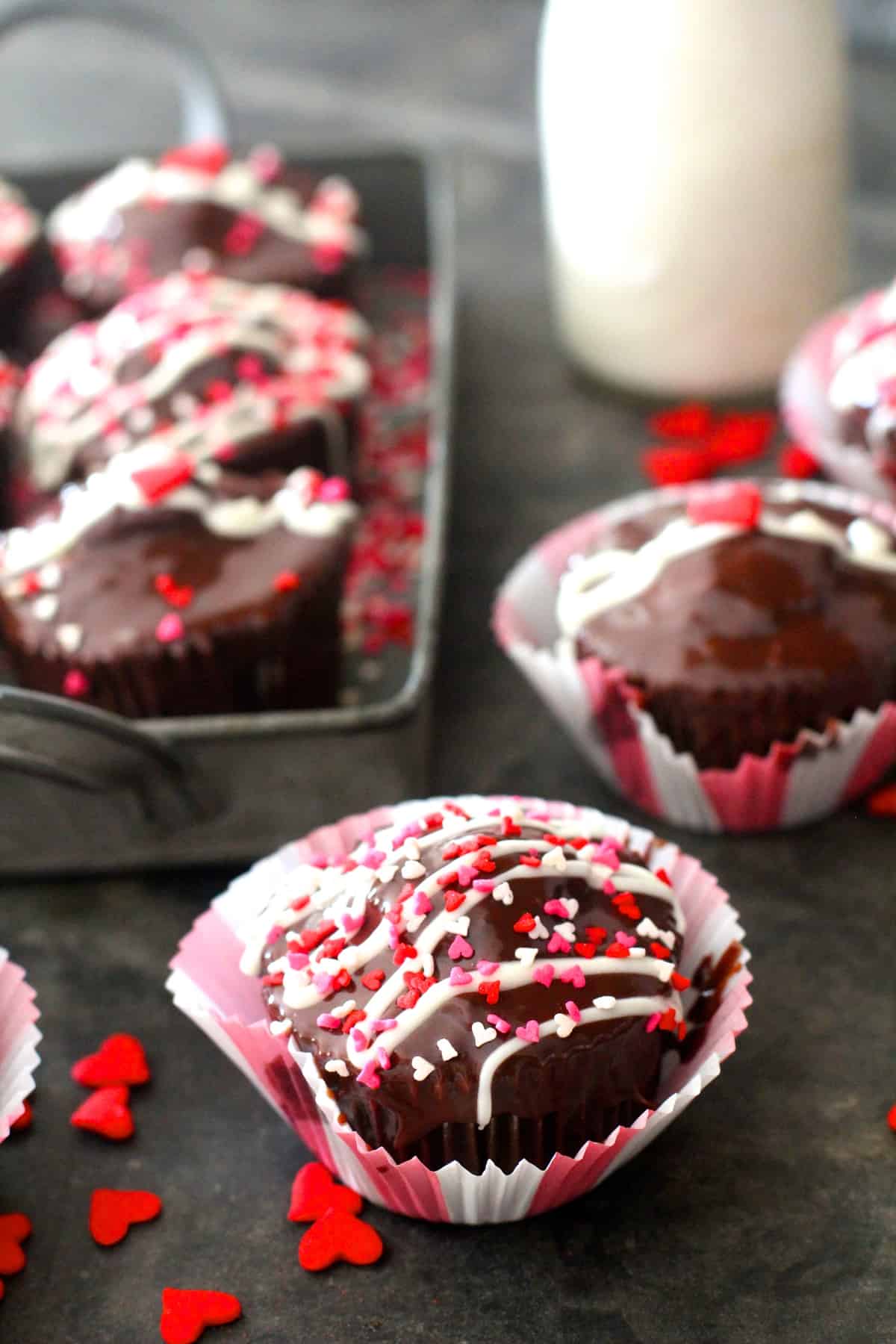 Valentine's Day Creme Filled Chocolate Cupcakes