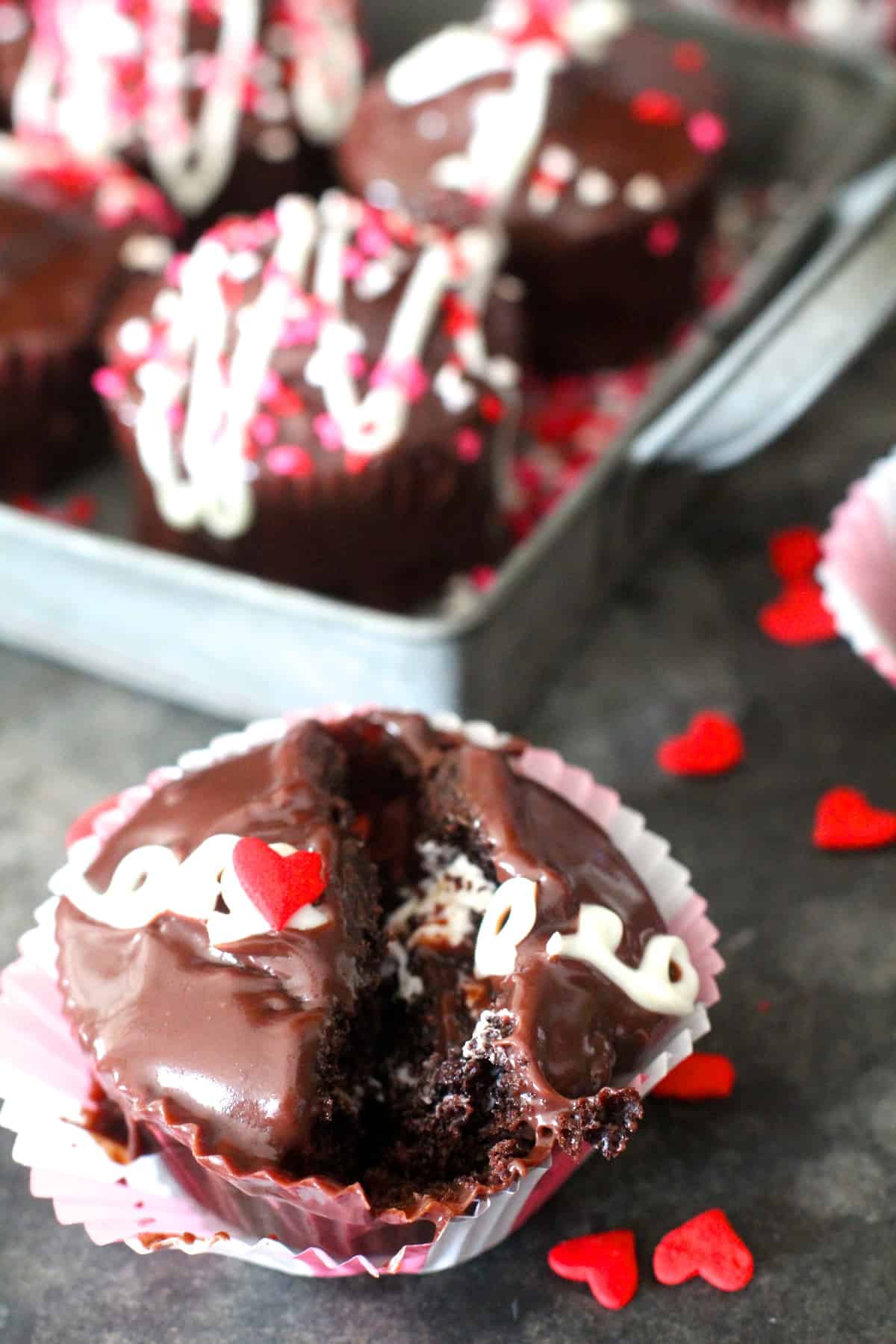 Decadent Creme Filled Chocolate Valentine's Day Cupcakes