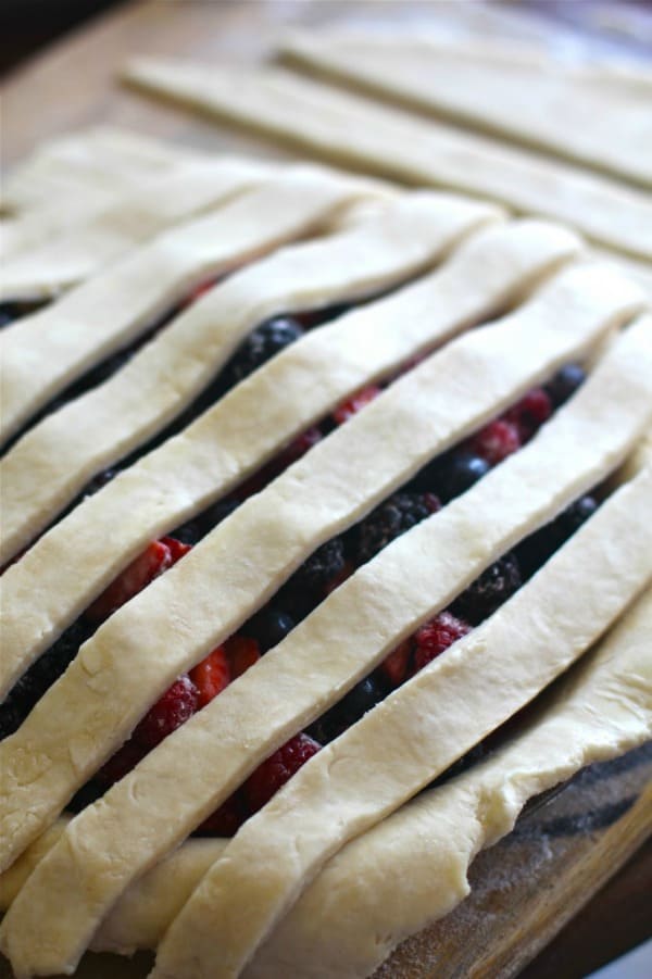 Lattice Pie Crust over berry pie