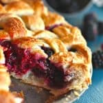 Summer berry pie filled with strawberries, blackberries, raspberries and blueberries