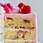 delicious 3 layer raspberry cake with raspberry buttercream