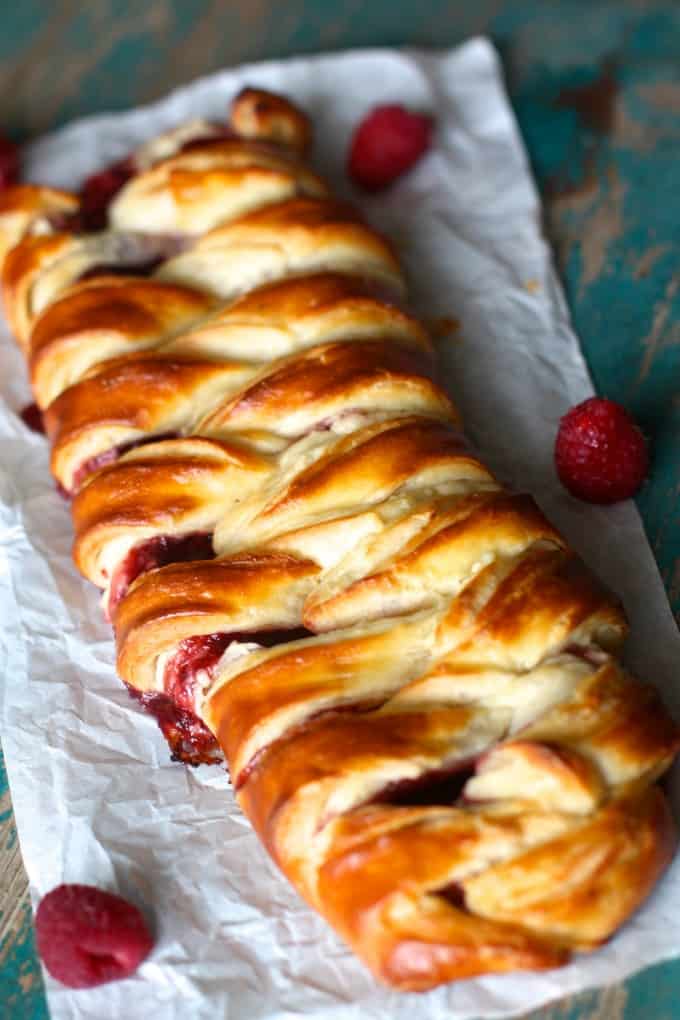 Raspberry Cream Cheese Danish Braid - Two Peas & Their Pod