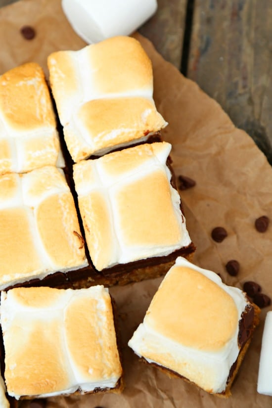 Perfect No-Bake S'mores Bars are made with a buttery graham cracker crust, rich chocolate fudge center and golden brown toasted marshmallow topping