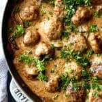 a quick and easy meal perfect for back to school nights. This 30 minute meatball stroganoff is deliciously creamy and rich just like what your mom used to make growing up!
