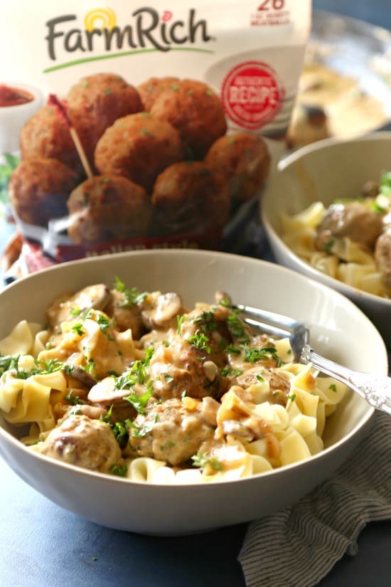 a quick and easy meal perfect for back to school nights. This 30 minute meatball stroganoff is deliciously creamy and rich just like what your mom used to make growing up! 