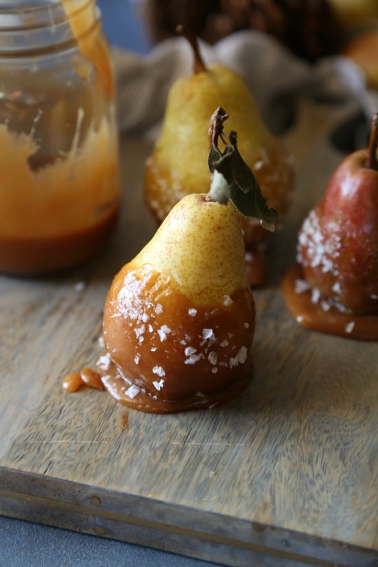 Salted Caramel Dipped Fresh Pears