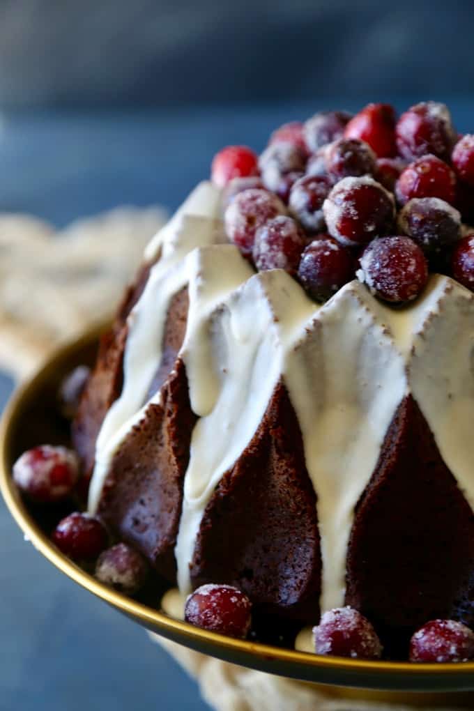 Gingerbread Bundt Cake with Sugared Cranberries