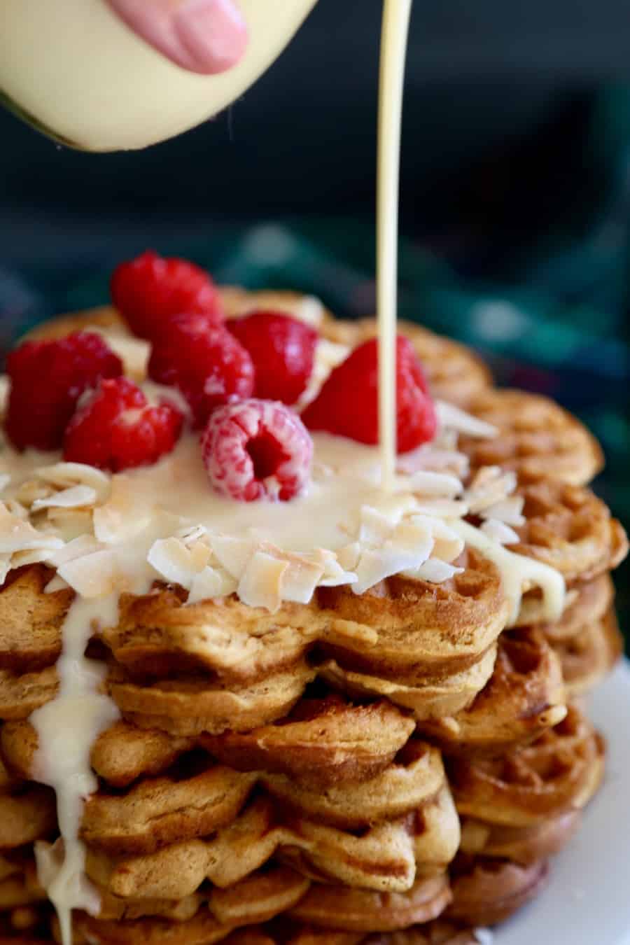 Gingerbread Waffles with Coconut Syrup
