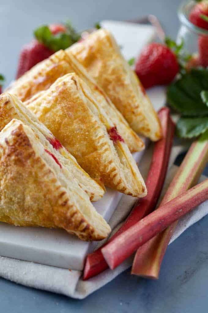 Fresh Rhubarb and Strawberry Turnovers with Puff Pastry - The Seaside Baker