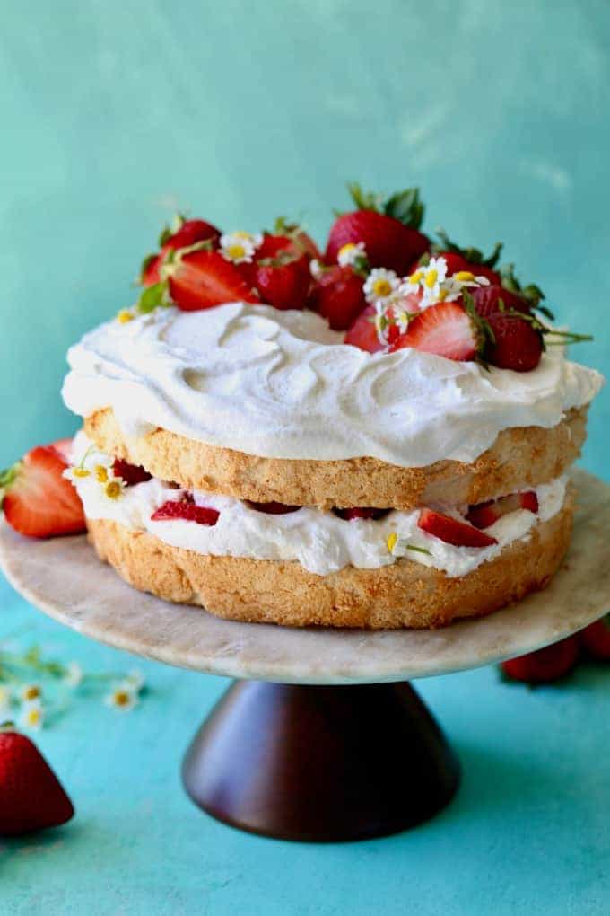 Strawberry Angel Food Cake - The Seaside Baker