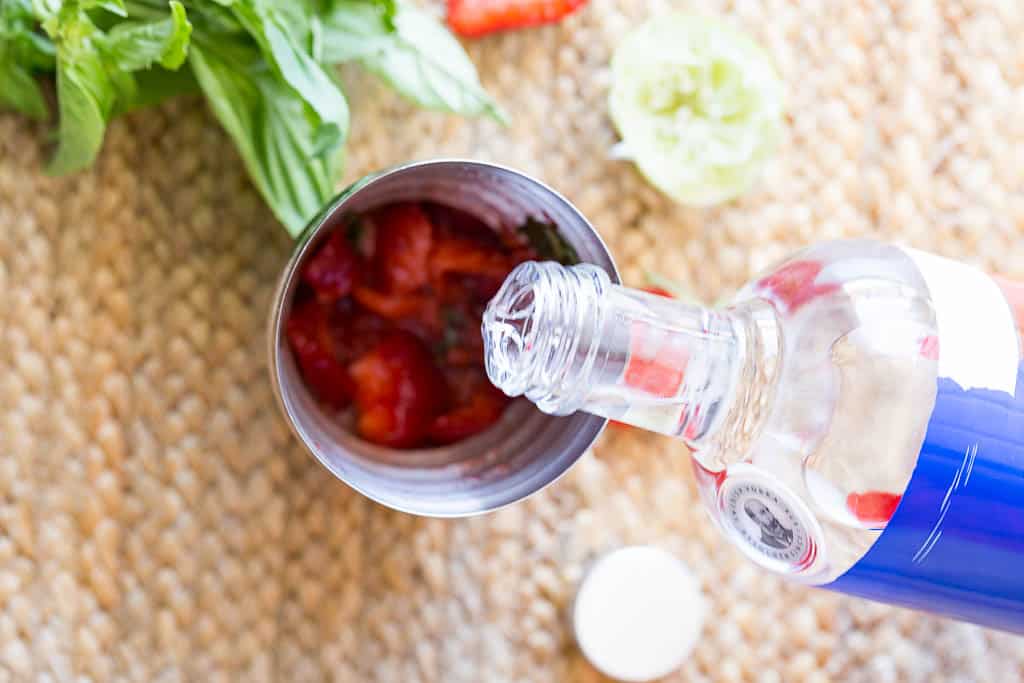 Strawberry Basil Vodka Cocktail 