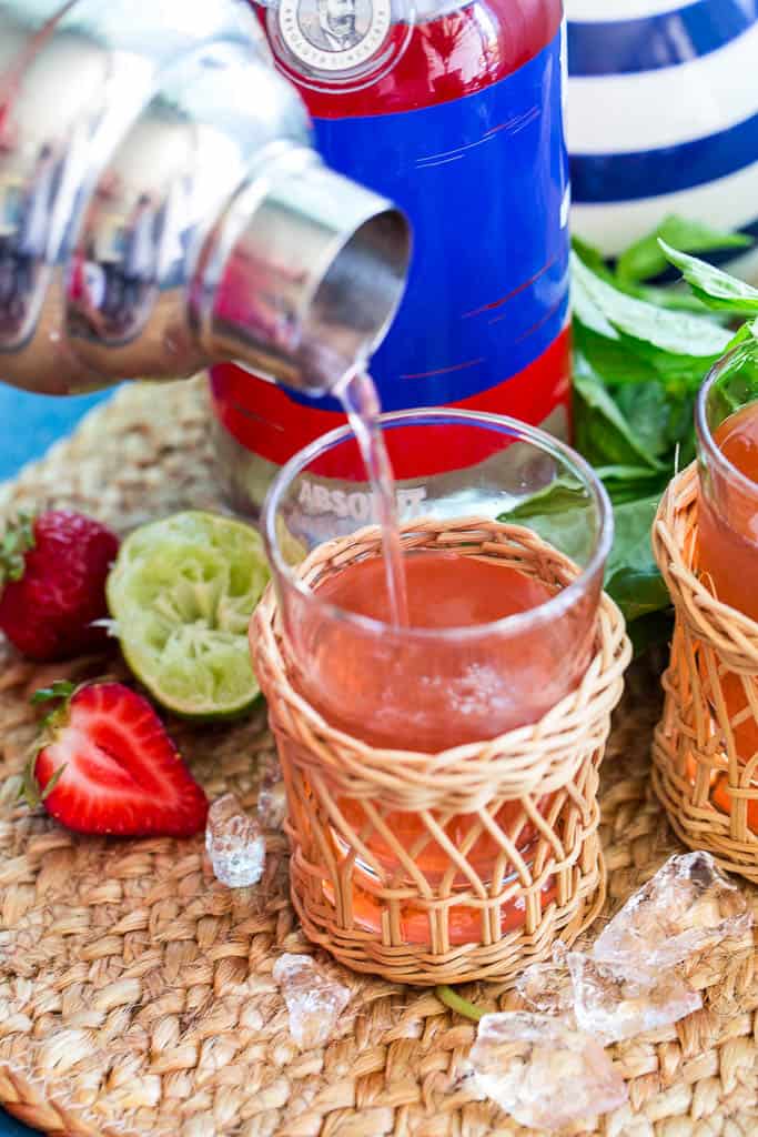 Strawberry Basil Vodka Cocktail 