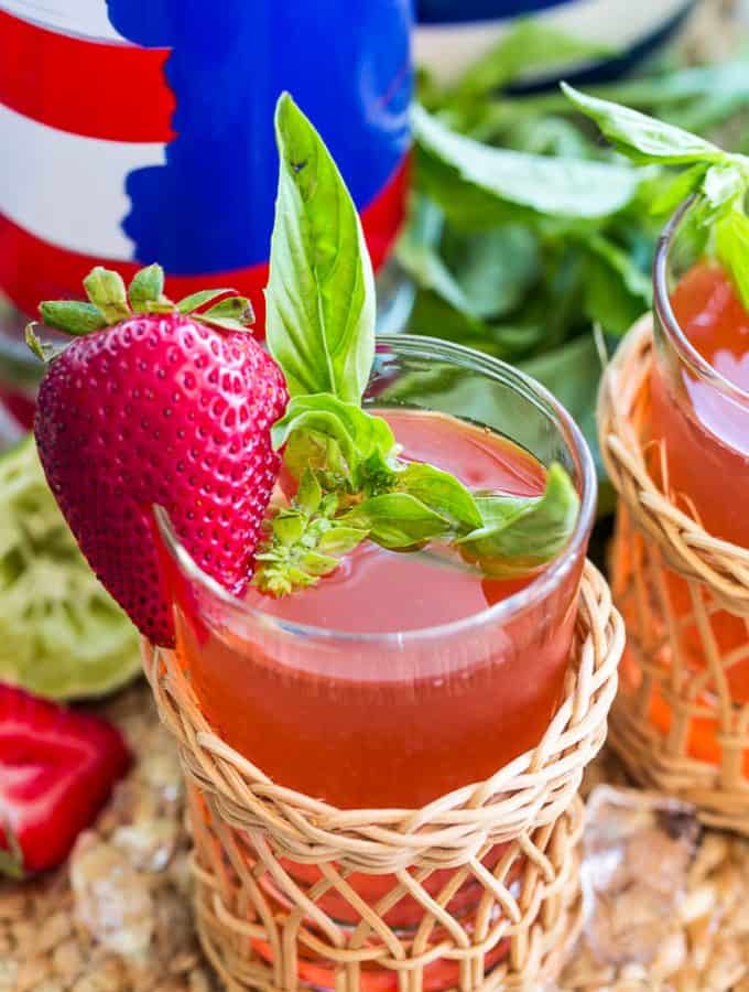 Strawberry Basil Vodka Cocktail