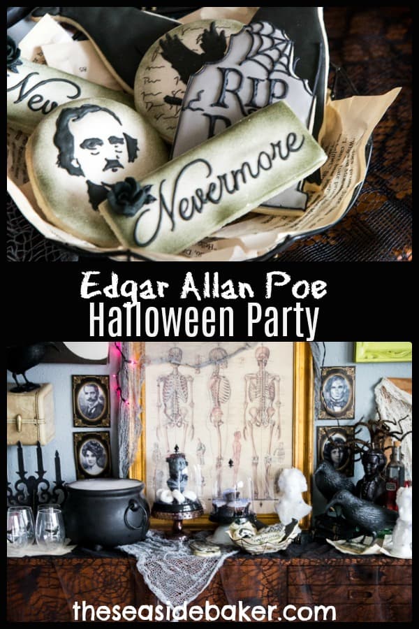 Throw a spooktackular Edgar Allan Poe Halloween Party this year for a frighteningly fun event! #halloween #halloweenparty #sugarcookies