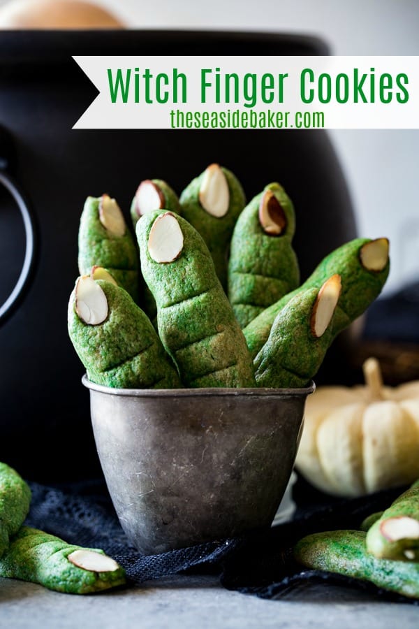 These spectacularly spooky Witch Finger Cookies will thrill your Halloween guests with the delicious flavor of pumpkin spice and creepy appearance. | #pumpkinspice #halloween | See this and other fun (and delicious!) recipes at TheSeasideBaker.com